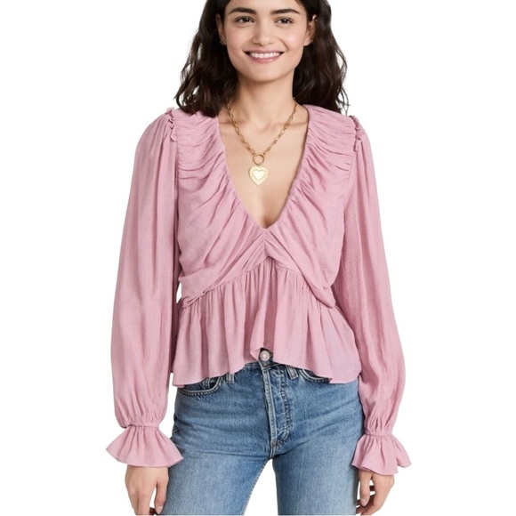 Free People NWT Daia Blouse Mountain Flower Medium Romantic Feminine - Picture 2 of 14